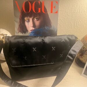 Paloma Picasso Shoulder Bag with Flap-over Design in Black Nylon